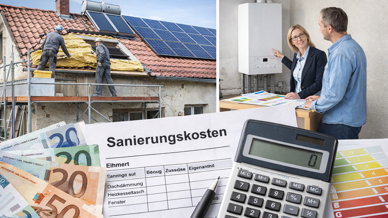 Sanierungskosten bei einer Bestandsimmobilie richtig planen Planung der Sanierungskosten einer Bestandsimmobilie mit energetischer Sanierung, Heizungsmodernisierung und Energieberatung